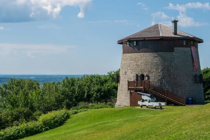 Martello Tower overlooking the Saint Lawrence River on the Plains of Abraham in Quebec City, Canada