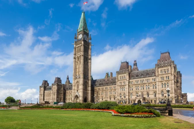 The Center Block and the Peace Tower in Parliament Hill, Ottawa, Canada