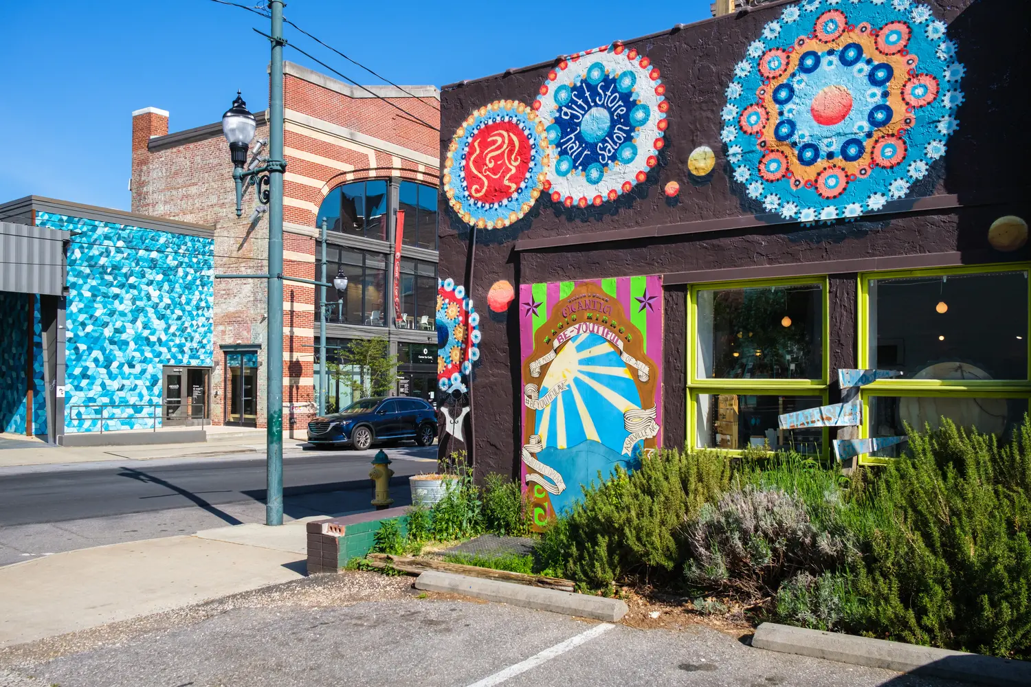 Art on building in Asheville, NC
