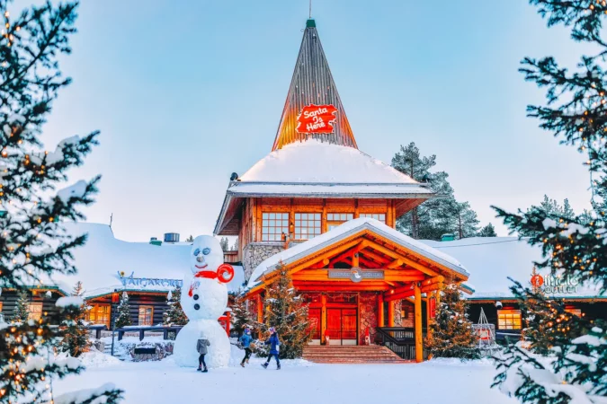 Snowman at Santa Office at Santa Claus Village in Rovaniemi in Lapland in Finland.
