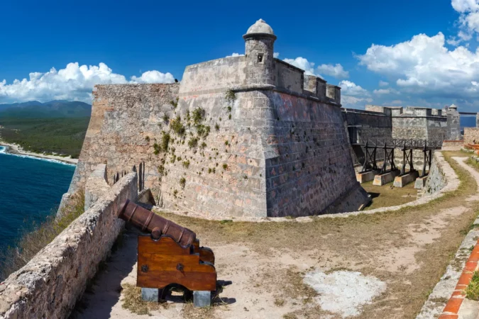 Wide Panoramic View of Castillo del Morro or San Pedro de la Roca Castle Fort in Santiago de Cuba