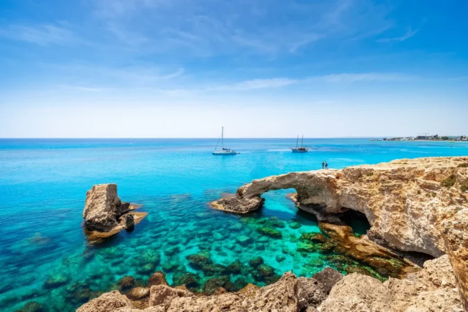 Love Bridge, a beautiful natural rock arch near of Ayia Napa, Cape Greco and Protaras in Cyprus