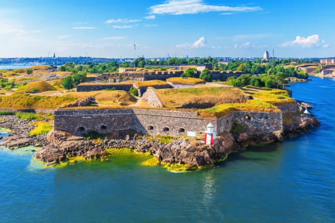 Aerial view of Suomenlinna (Sveaborg) sea fortress in Helsinki, Finland