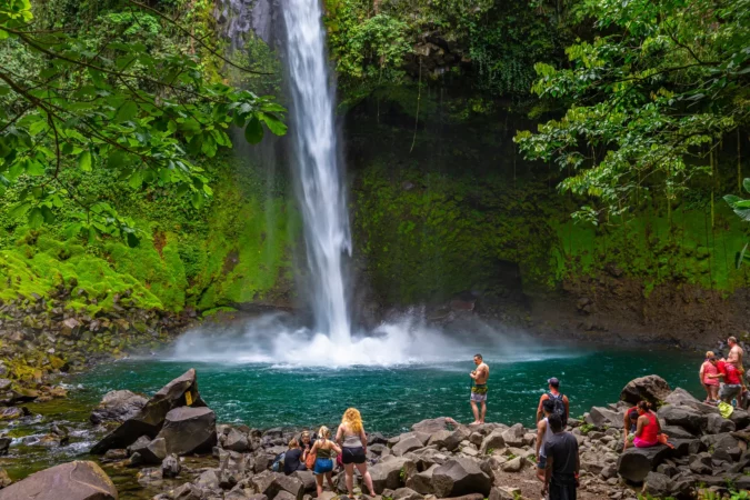 La Fortuna Waterfall in a forest, close to Arenal Volcano national park in Costa Rica