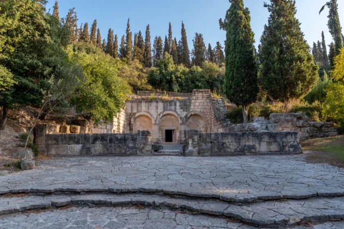 The Cave of the Coffins facade Bet She'arim National Park in Kiryat Tivon, Israel