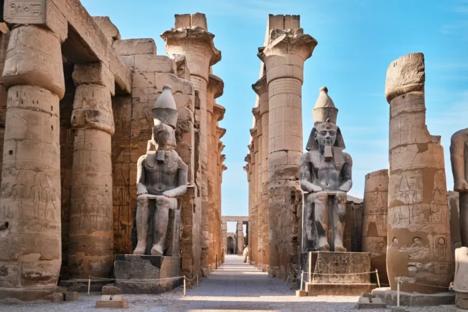 View of the Temple Colonnade of Amenhotep III from the Courtyard of Ramses II at Luxor Temple