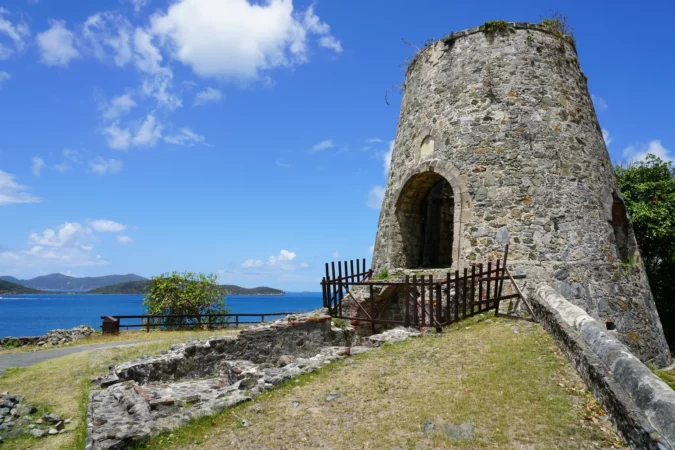 Annaberg Sugar Plantation ruins in the Virgin Islands National Park on the north shore of St John, USVI