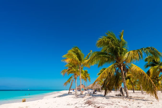Sandy beach of the island on the beach Playa Sirena of Cayo Largo, Cuba