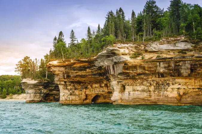Battleship Rocks at Pictured Rocks National Lakeshore in Michigan