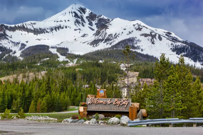 Welcome to Big Sky Mountain Village Sign, Montana, United States