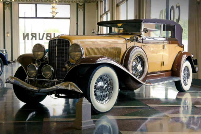 Vintage car at the Auburn Cord Duesenberg Automobile Museum in Auburn, Indiana