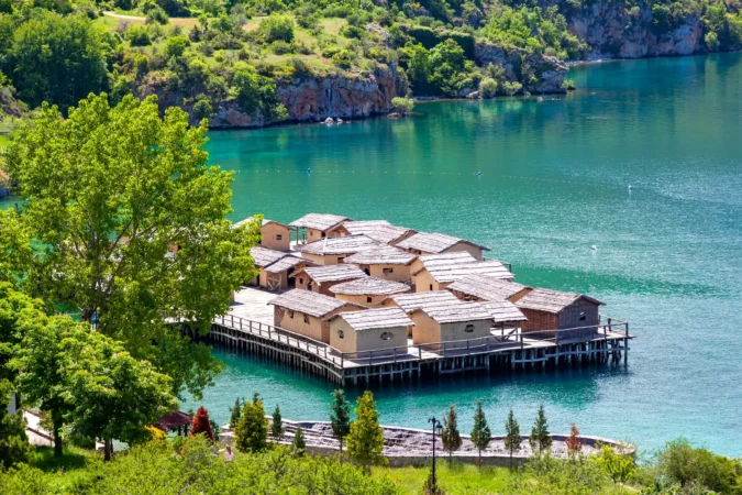 Bay of the bones (Museum on water) in Ohrid, Macedonia