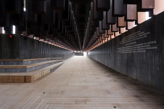 The National Memorial for Peace and Justice, a memorial for the victims of lynching in Montgomery, Alabama
