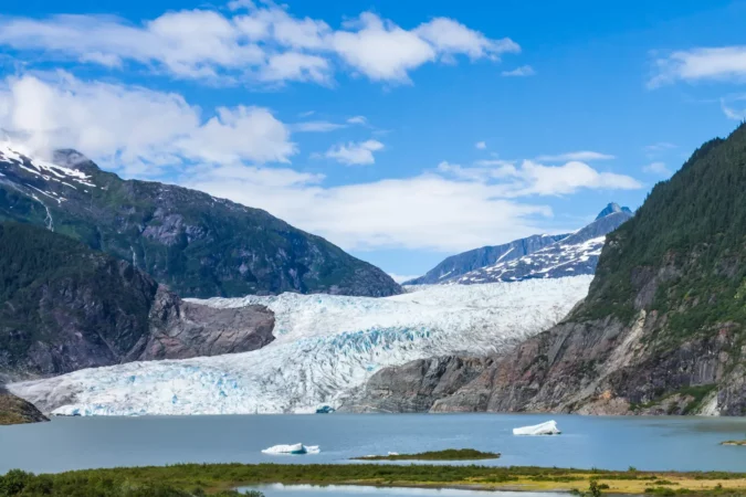 Mendenhall Glacier and Lake in Juneau, Alaska, USA