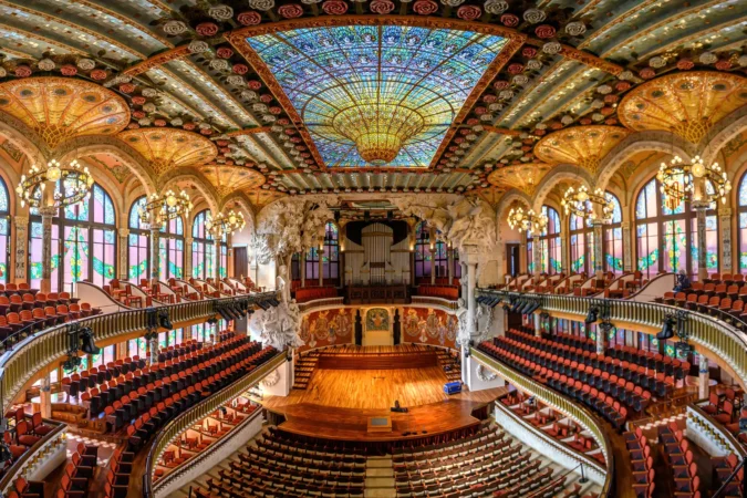 Palace of Catalan music or The Palau de la Musica Catalana in Barcelona, Spain