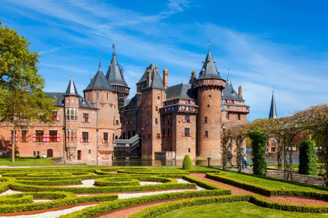 View of the famous De Haar Castle and park, Utrecht, Netherlands