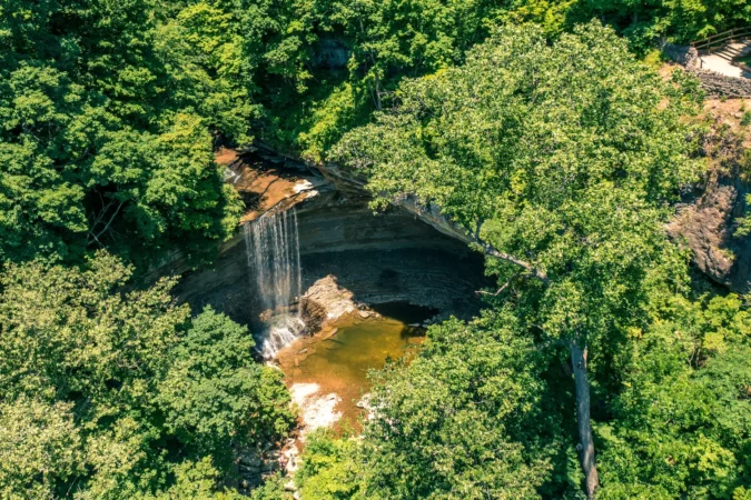 Aerial view of Clifty Falls in Clifty Falls State Park in Madison, Indiana