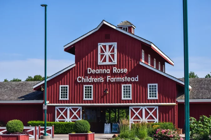 The barn entrance to Deanna Rose Children's Farmstead in Overland Park outside of Kansas City.