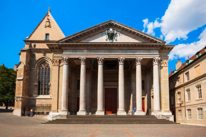 Saint Pierre or St. Peter Cathedral Reformed Protestant Church of Geneva, Switzerland