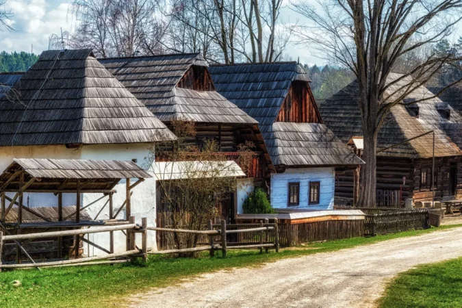 Old rural cottages in musem of the Slovak village in Martin