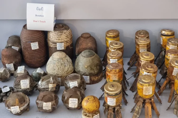 Bomb exhibition at UXO Lao visitor center in Luang Prabang, Laos