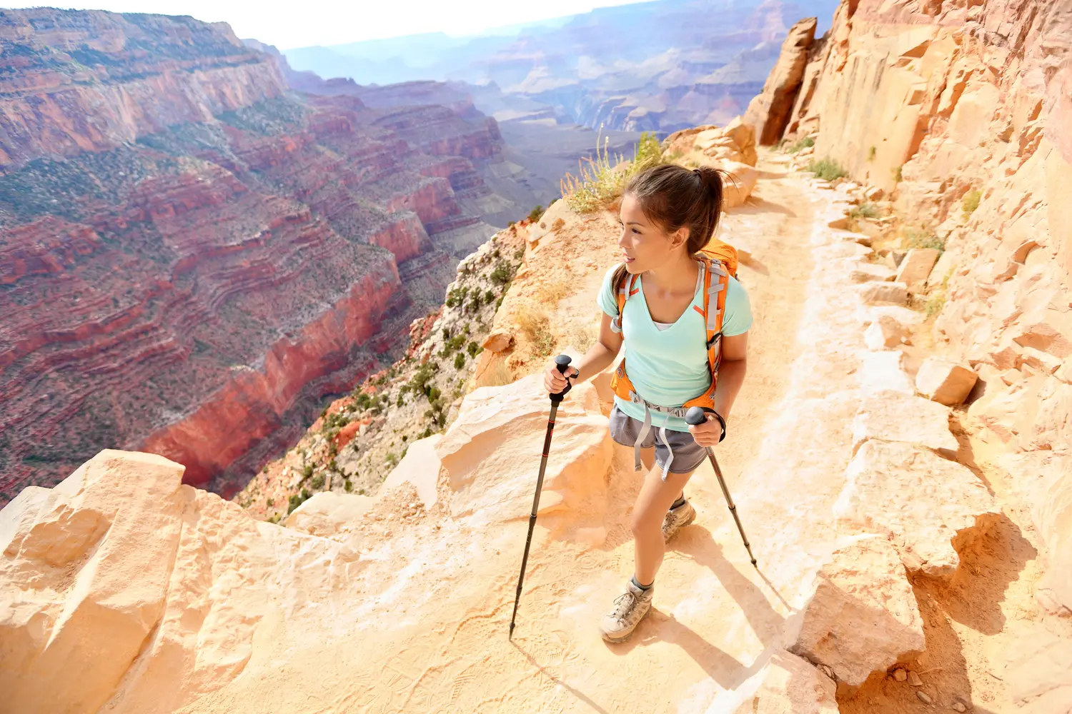 Female hiker at Grand Canyon National Park in Arizona, USA