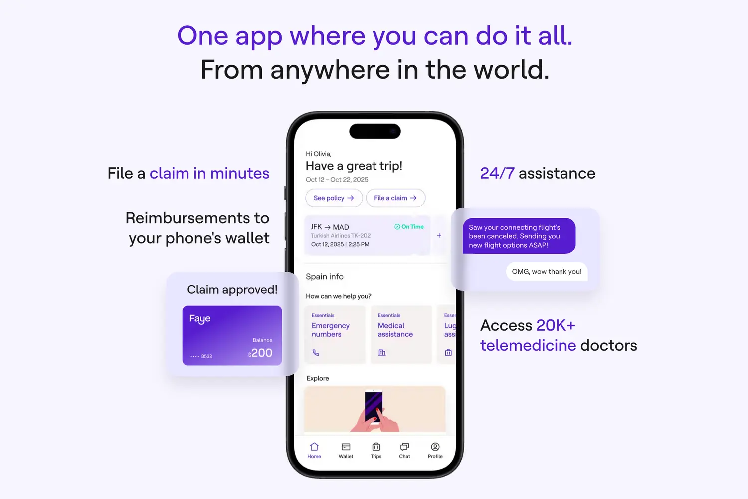 Faye travel insurance app