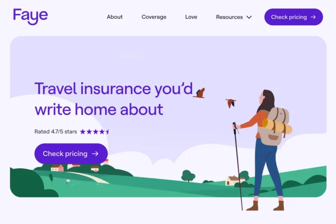 Faye Travel Insurance website screenshot