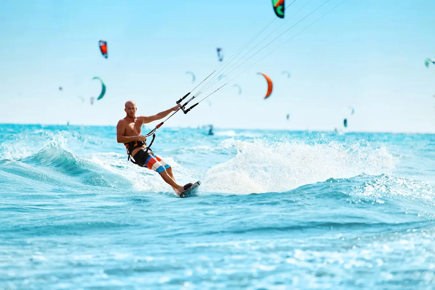 Man kitesurfing