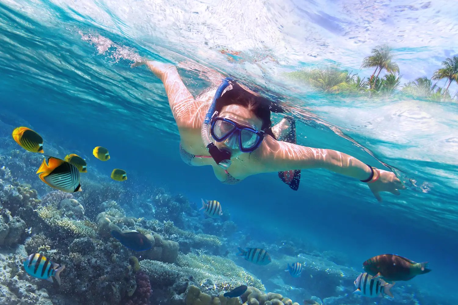 Beautiful women snorkeling in Thailand
