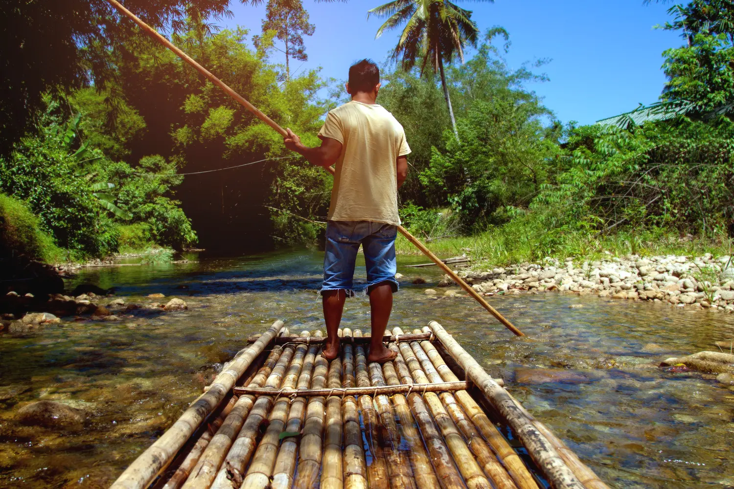 Bamboo rafting in Thailand