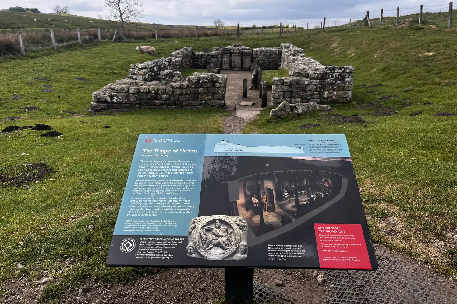 Temple of Mithras at Brocolitia at Hadrian's Wall Path in England, UK