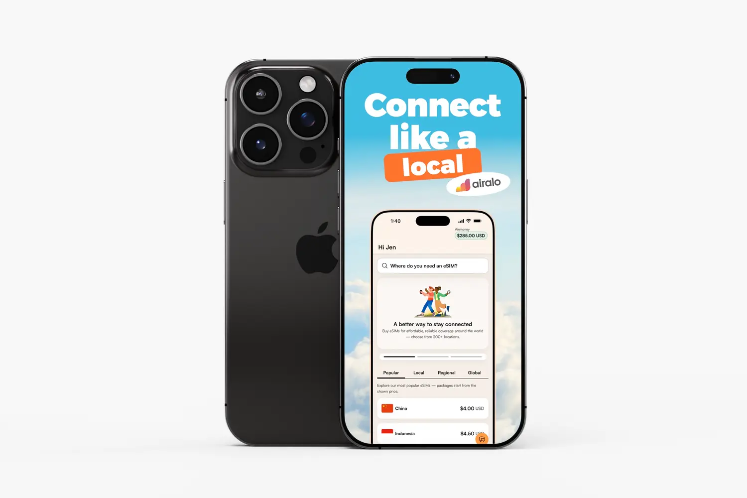 Phone with Travel eSIM