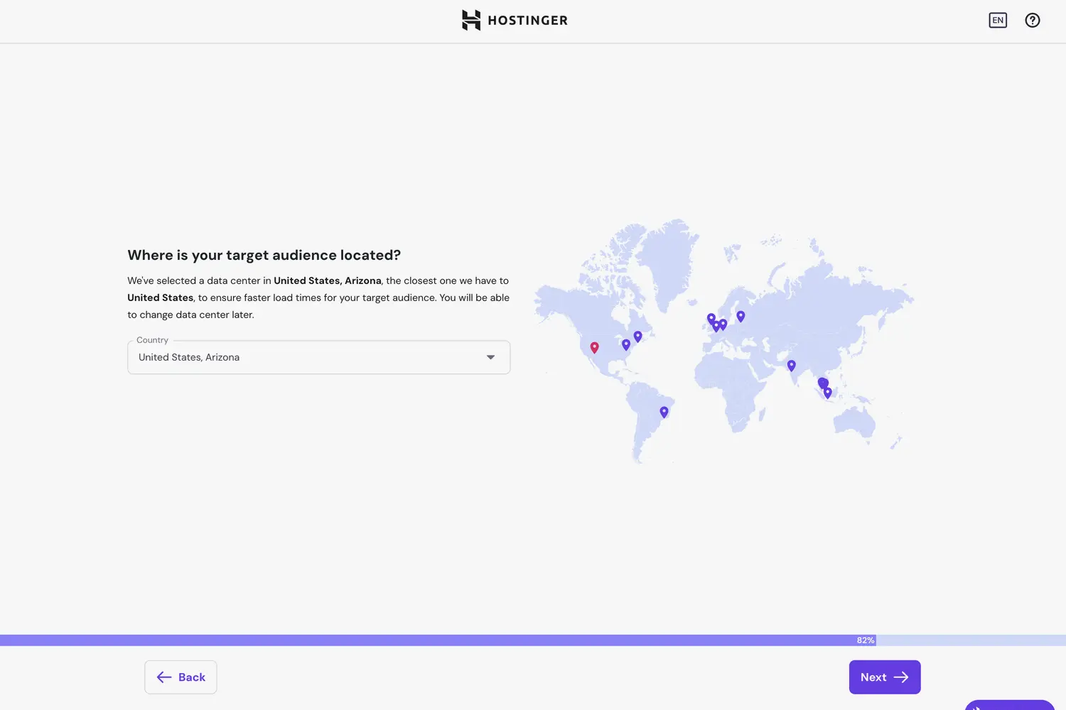 Hostinger Where is your target audience located page