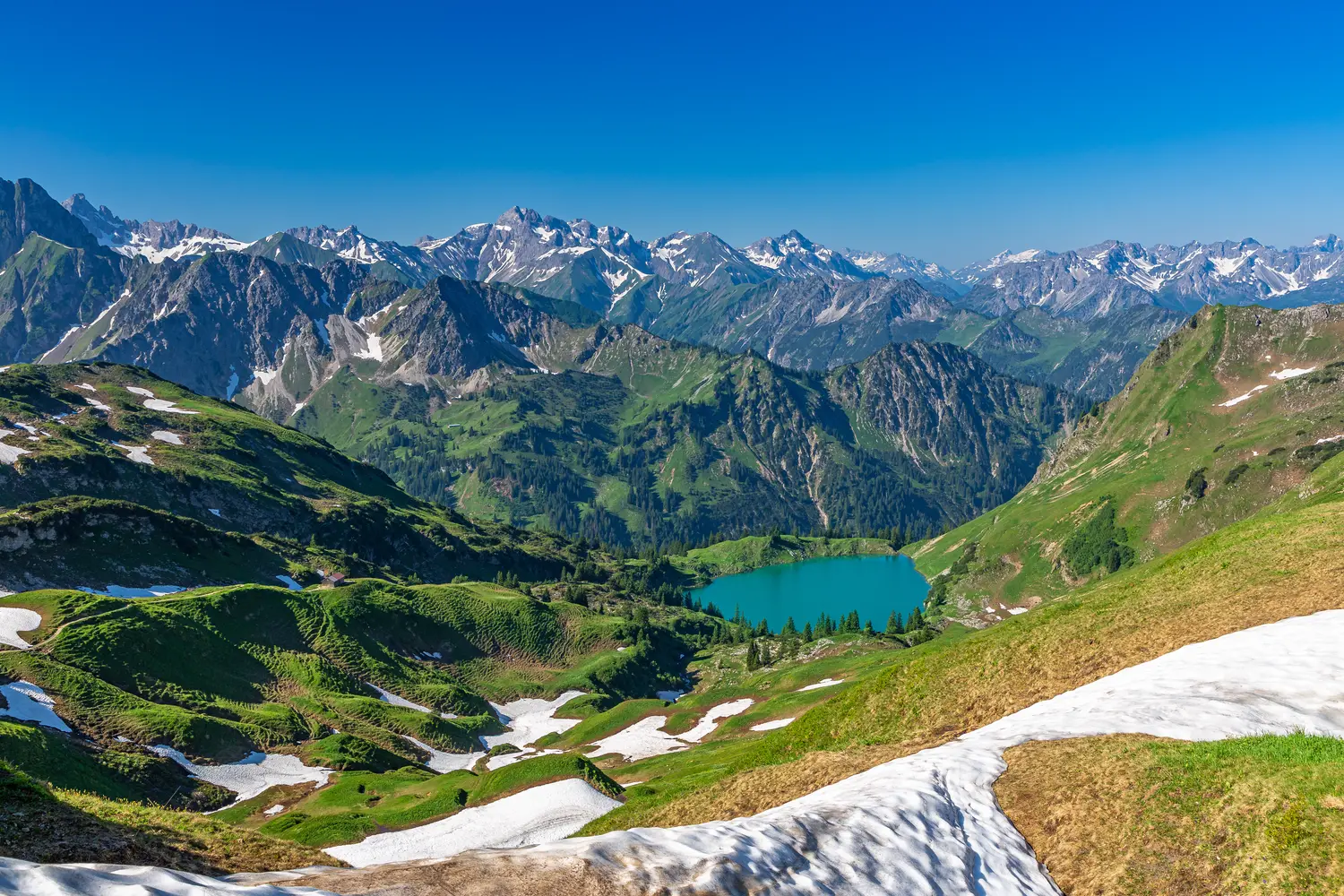 View of Lake Seealpsee near Oberstdorf, Bavaria, Germany