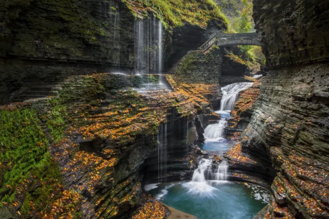 Watkins Glen State Park's Rainbow Falls in the Finger Lakes Region of Upstate New York