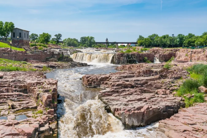 Falls Park along the Big Sioux River in Sioux Falls, South Dakota