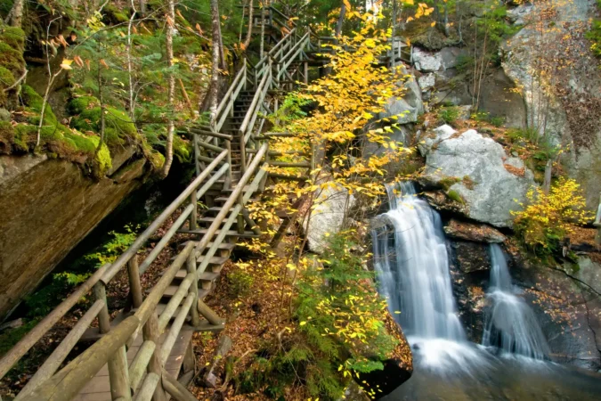 Paradise falls in Lost River Gorge in New Hampshire