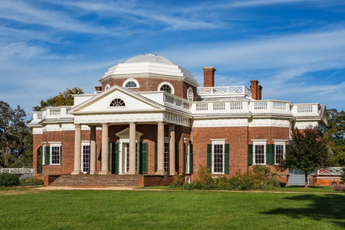 Mansion of US President and Founding Father Thomas Jefferson on his estate at Monticello