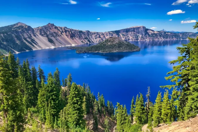 Wizard Island at Crater Lake National Park in Oregon.