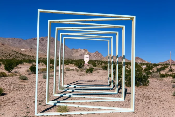 Lady Desert of Nevada Public Art Sculpture, Famous Goldwell Open Air Museum in Rhyolite Ghost Town