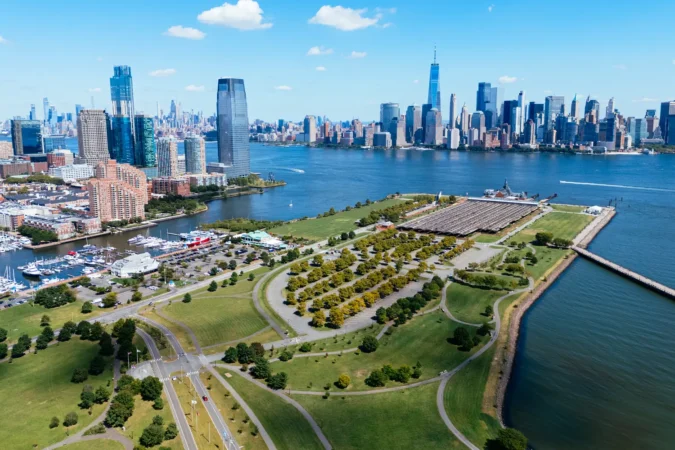 Lower Manhattan cityscape from Jersey Liberty Park