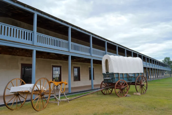 Covered Wagon at Fort Laramie in Wyoming